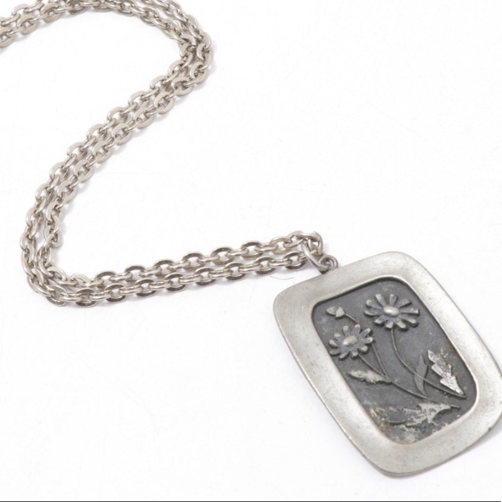Mid-century pewter Rune Tennesmed necklace.